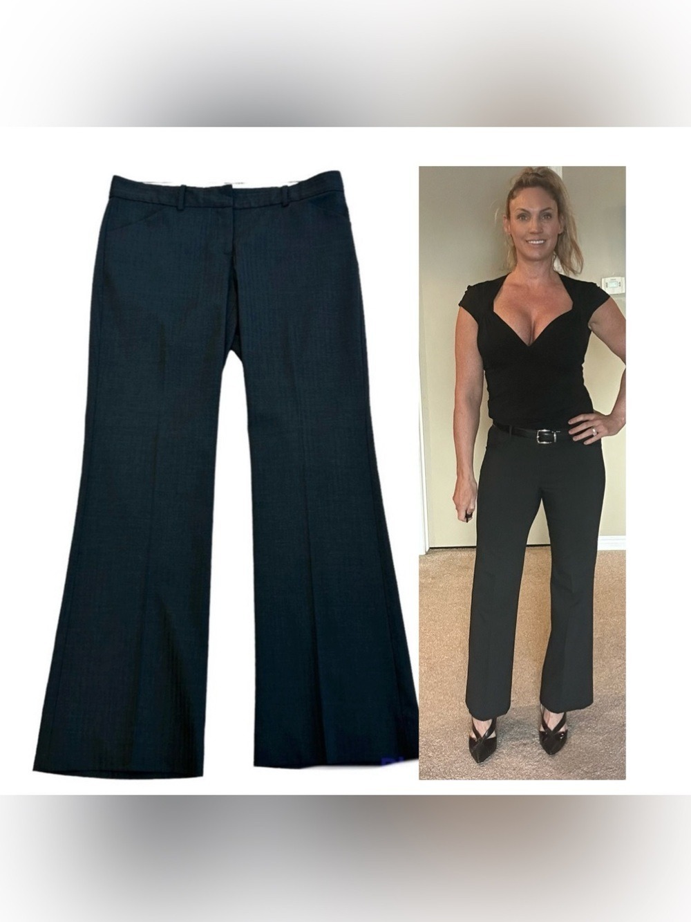 THEORY black light pinstripe wool trouser dress pants Sz 8